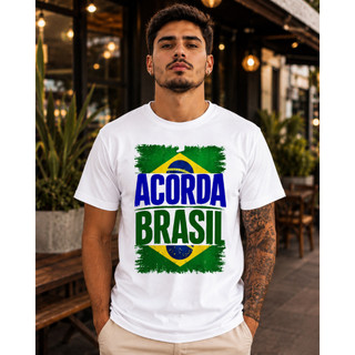 Camiseta Acorda Brasil Camisa Masculina 100% Algodão
