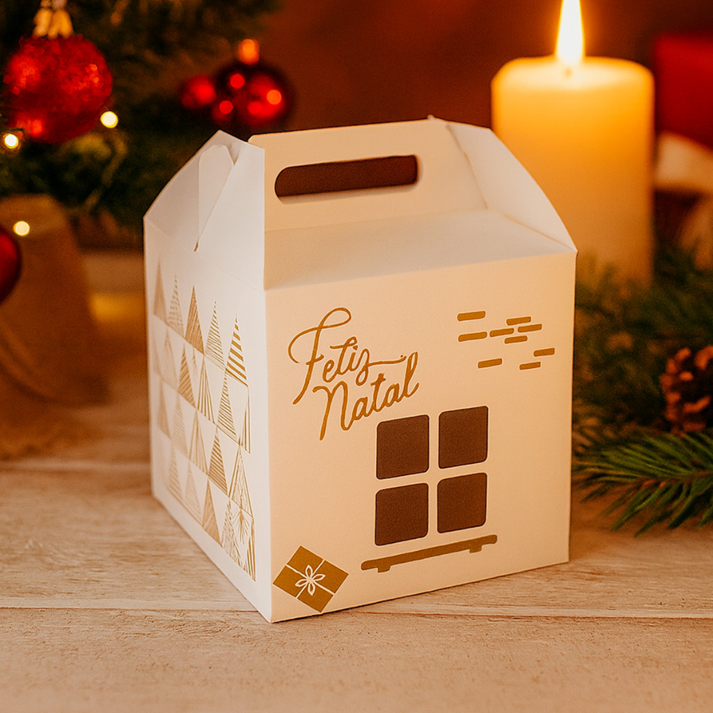 20 Caixas 10x10x10 para Mini Panetone Embalagem Natal
