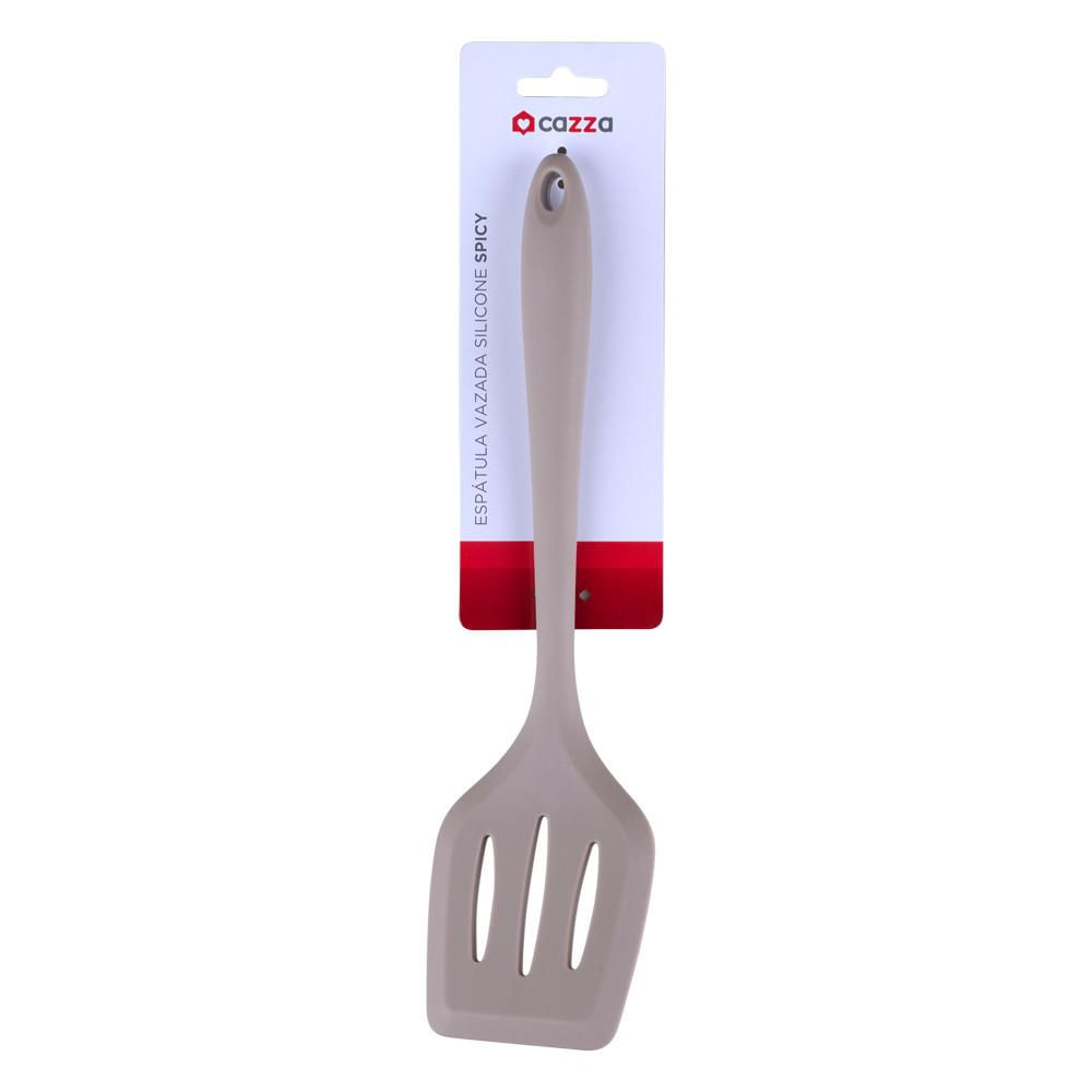 Espátula Vazada Silicone Spicy Cazza Cinza