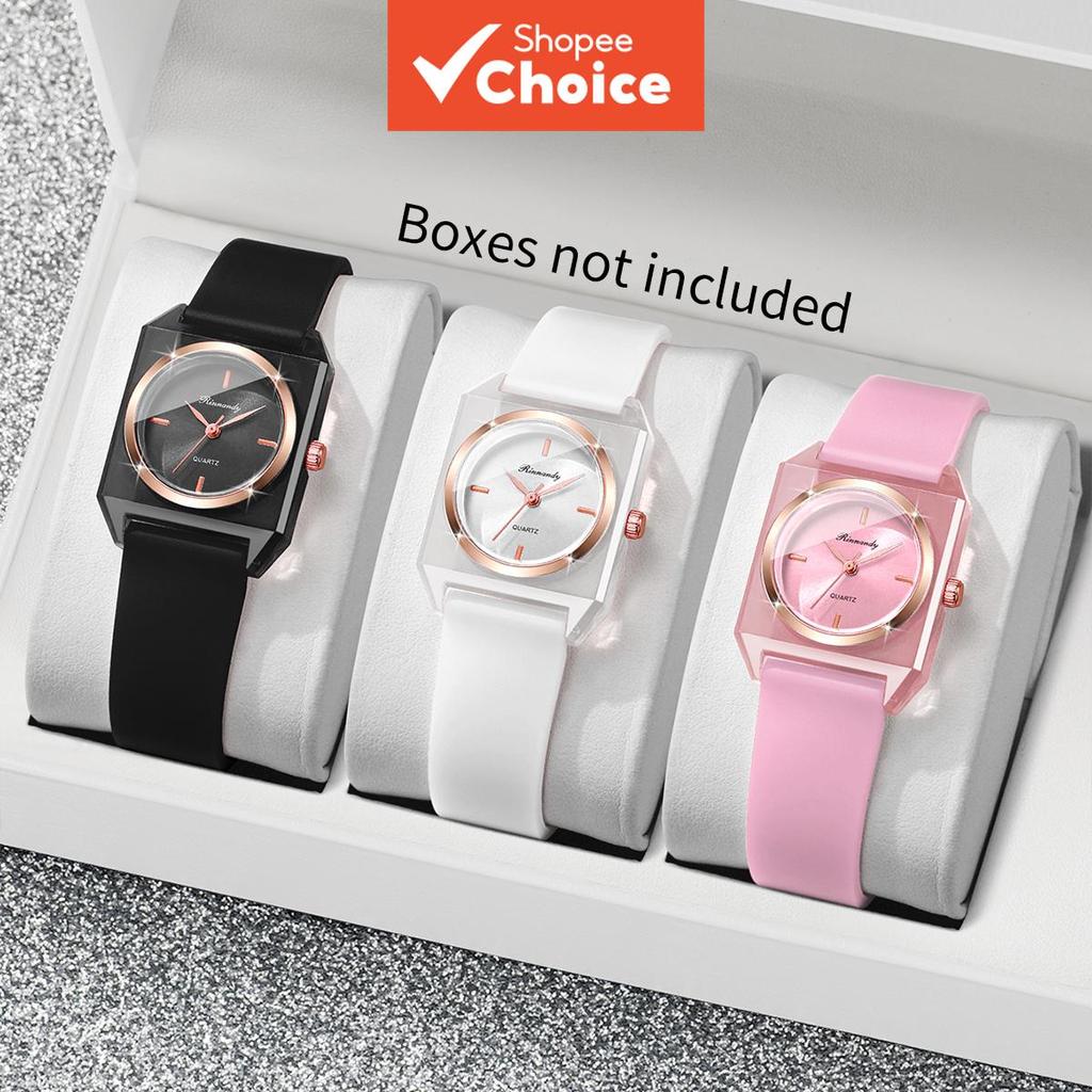 Relógio Para Mulheres 3 Peças Moda Retângulo Conjunto De Quartzo Casual Pulseira De Silicone Feminina Presente Diário