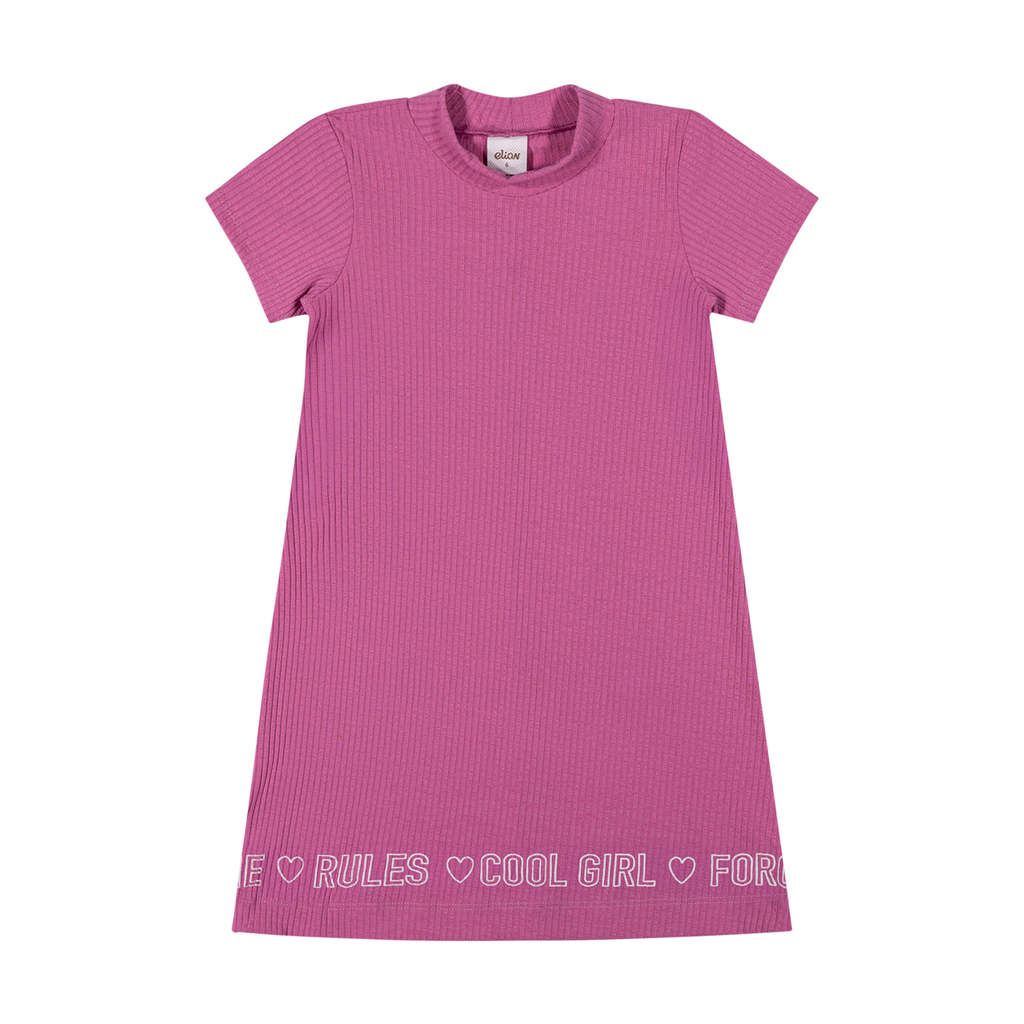Vestido Infantil Menina Malha Canelada Elian Rosa