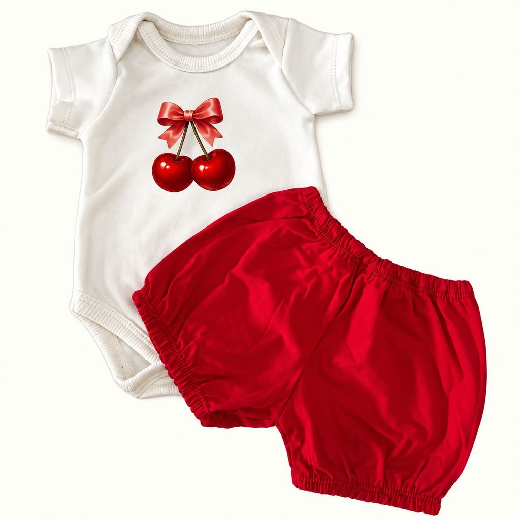 Conjunto bebê menina - body estampado manga curta e shorts Duds baby