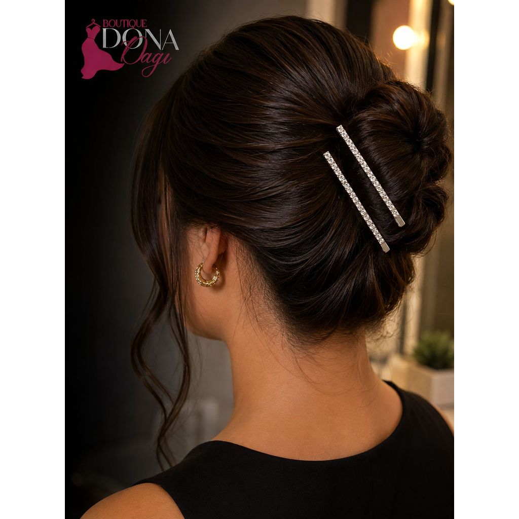 Kit 2 Grampos de Cabelo com Strass brilhantes