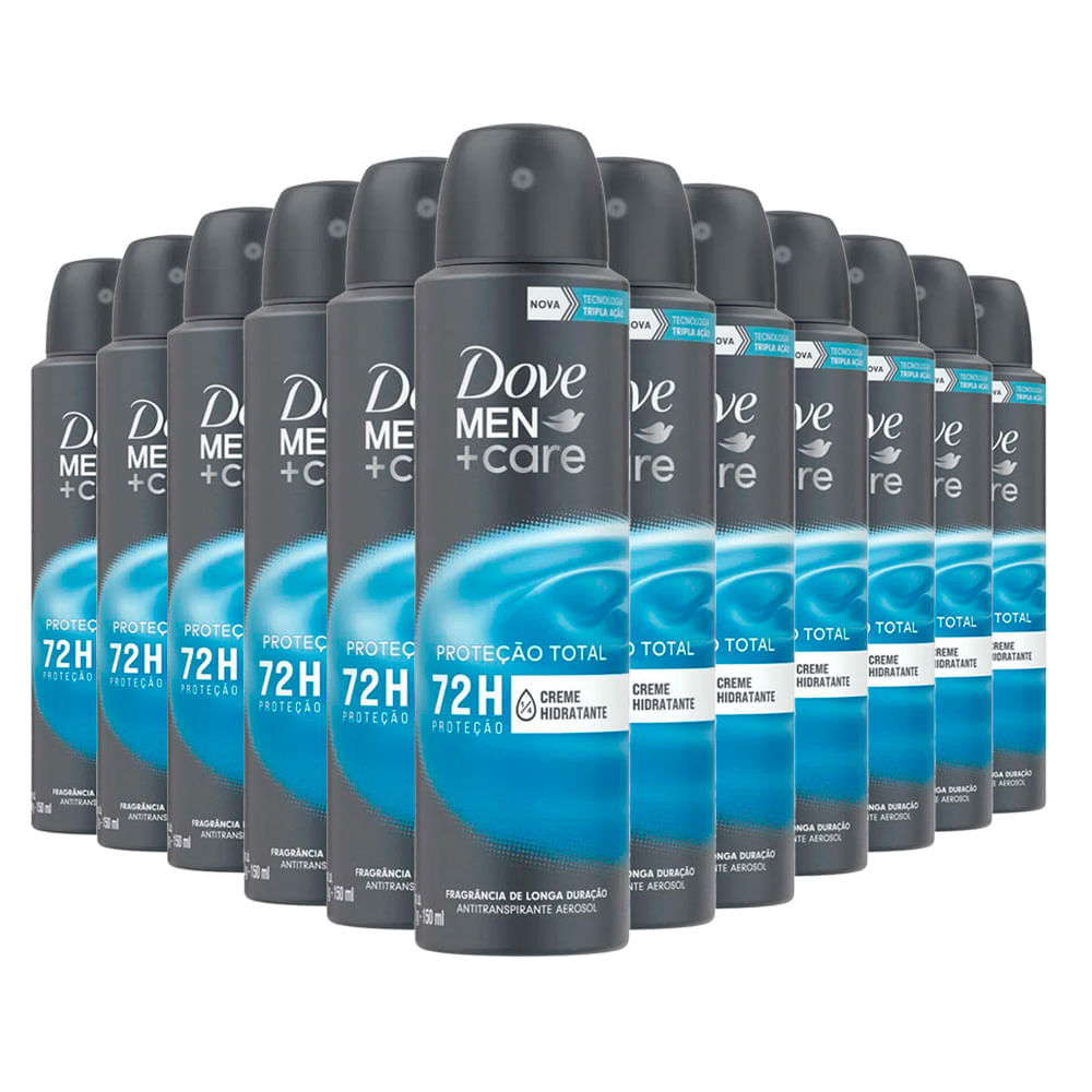 Kit Desodorante Aerosol Dove Men Care Cuidado Total 89g/150ml - 12 Unidades