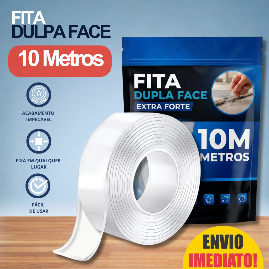 Fita Dupla Face Mágica Super Forte Auto Colante Lavável Gel Transparente Adesiva Cola na Parede 2m a 10m