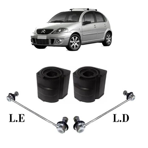 Kit 2 Bieletas + 2 Buchas Barra Estabilizadora C3 2003/2012