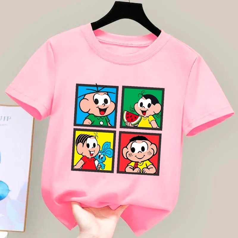 Camiseta Infantil Turma da Mônica Mônica Sansão Personagens Clássicos Algodão Confortável 1 a 14