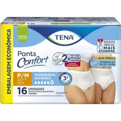 Roupa Íntima Descartável Tena Pants Confort P/M 16 Unidades Embalagem Econômica