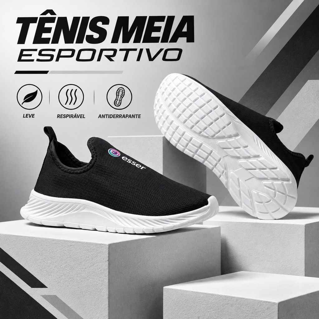 Tênis Meia Esportivo Feminino Leve Confortável Academia Caminhada Casual