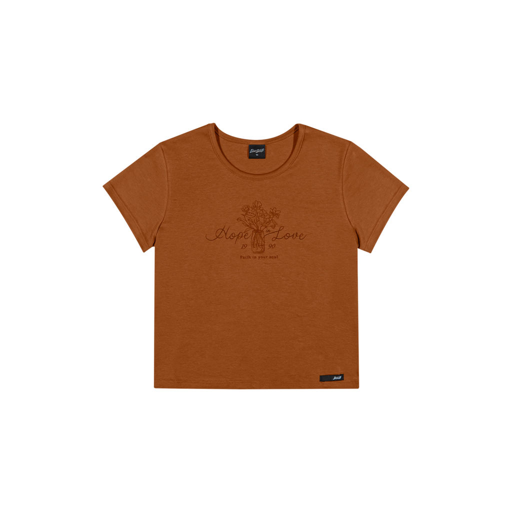 Blusa Juvenil Menina Floral Manga Curta Beats Marrom