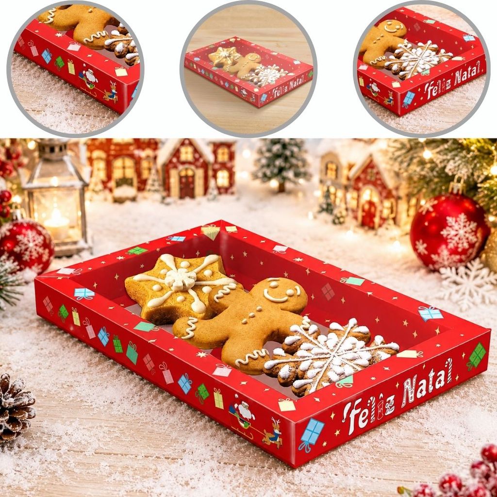 10~20 CAIXA MOLDURA P/ 3 BISCOITOS DE NATAL 20X12X2 DIVERTIDO 6255 ( NATAL IDEIA 2026 )