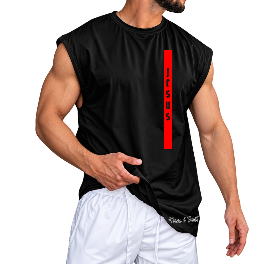 Regata Camiseta Cavada Cristã Evangélica Oversized 100% Algodão Streetwear Treino Praia Academia