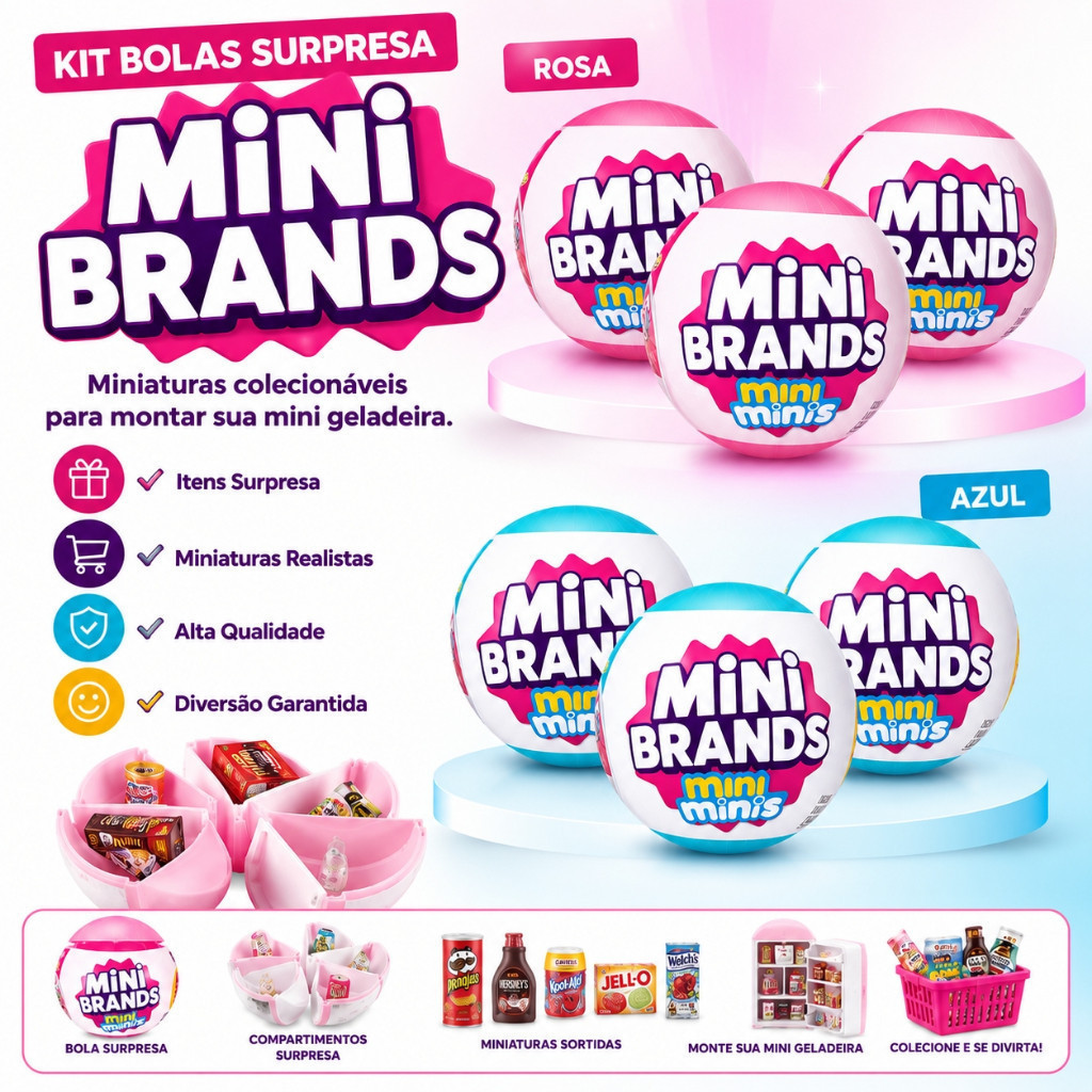 Bola Surpresa Mini Brands Fill The Fridge Miniaturas Brinquedo Mini Geladeira Colecionável