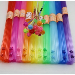Tubo de estrela de plástico transparente luminoso tubo estrela da sorte dobrável estrela palha dobrável papel desejando 