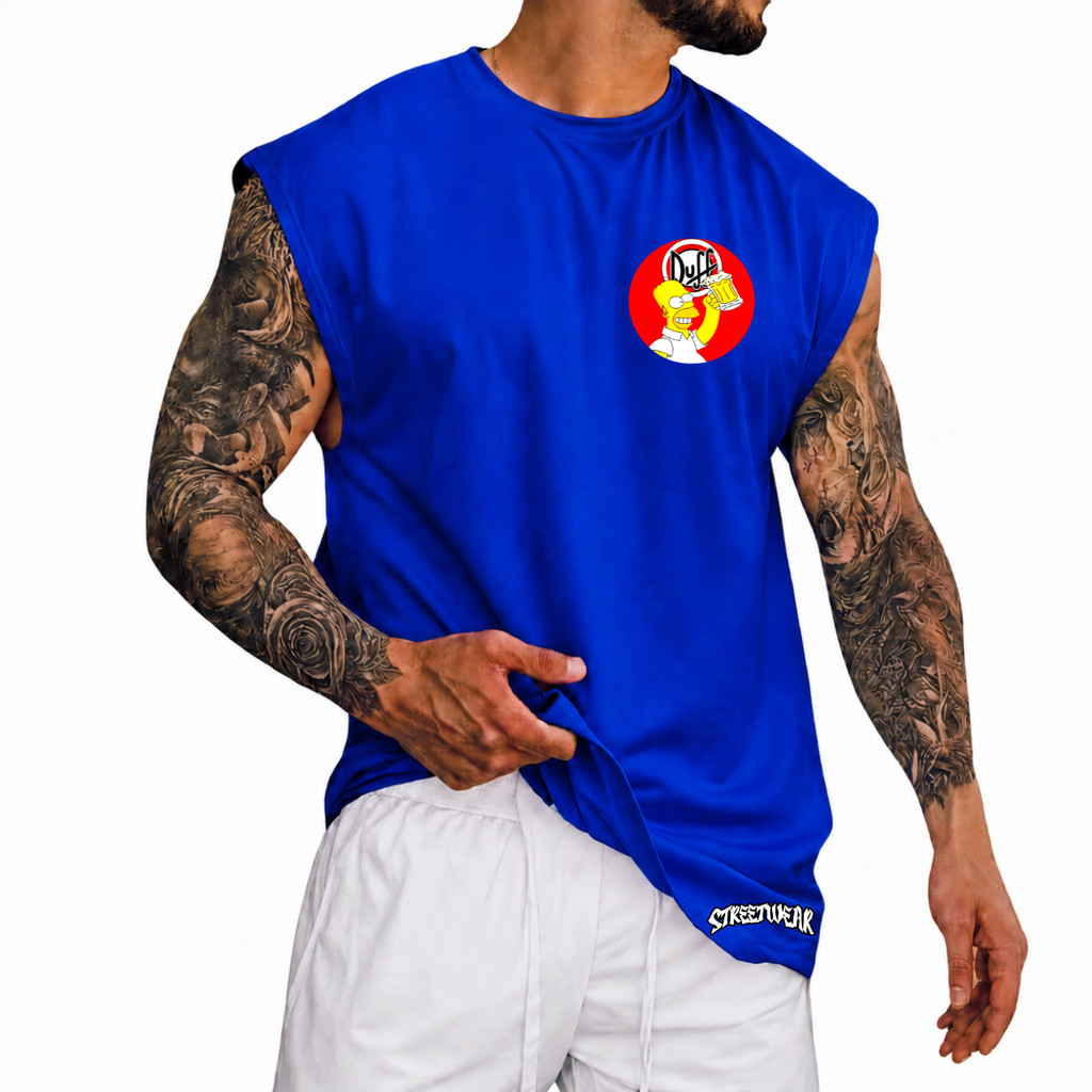 Regata Machão Oversized 100% Algodão Camiseta Cavada Anime Desenho Streetwear Praia Academia Passeio