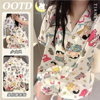 Desenhos animados dos desenhos animados Crayon Shin-Chan pijamas um feminino novo estilo puro algodão verão Shorts de ma