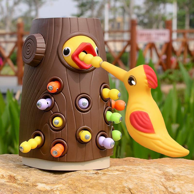 Woodpecker brinquedos pegar insetos treinamento crianças concentração pássaros comer insetos crianças brinquedos educati