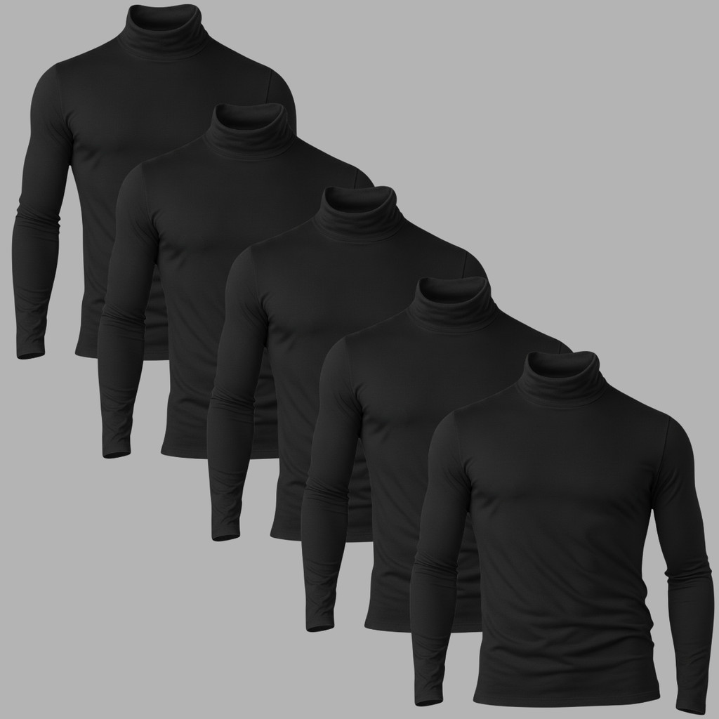 Kit 5 Camisas Gola Alta Proteção Uv 50+ Segunda Pele Camisa Academia Treino Fit Lisa Lisa
