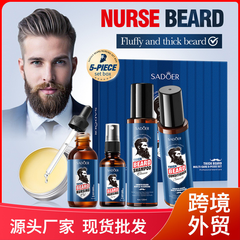 Beard Care Series SADOER Beard Multifuncional Care Conjunto de 5 peças masculino completo 9.18