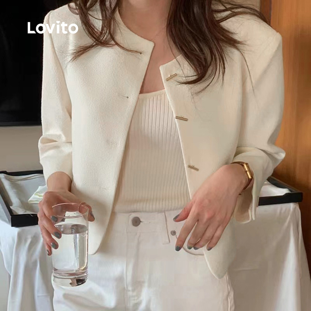 (Lovito x Ana) Elegante Blazer Simples com Botões para Mulheres 102AD502