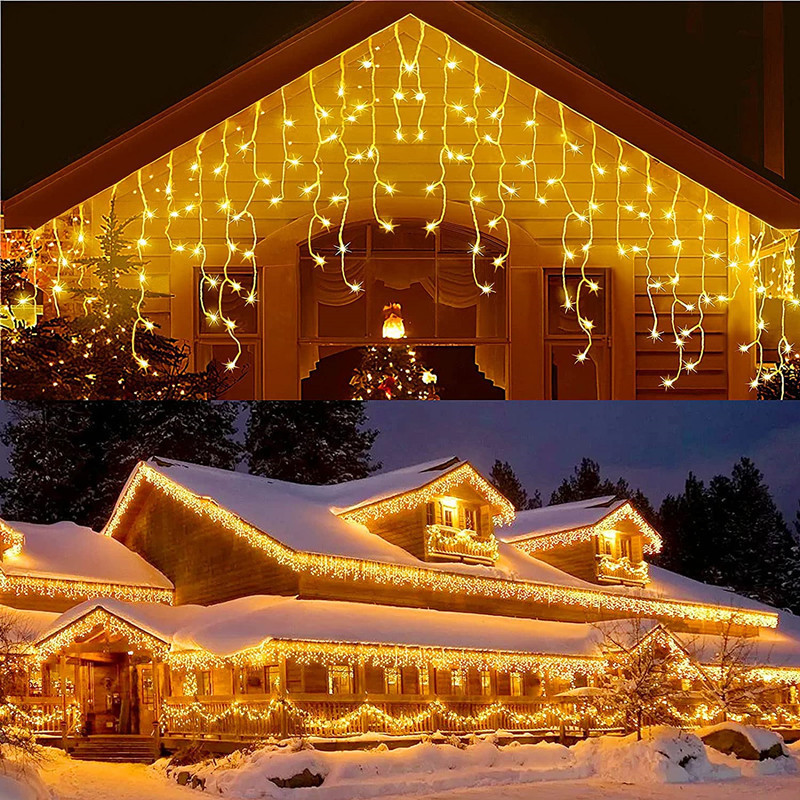 Cascata 400 Led's Decoração Natal Festas até 10m Fixo ou 8 Funções 110v/220v