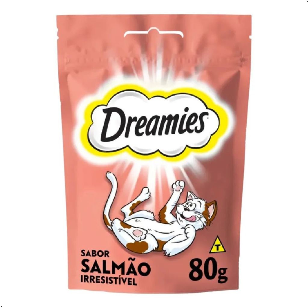 Petisco Macio Snack Dreamies Sabor Salmão Gatos Adultos 80g