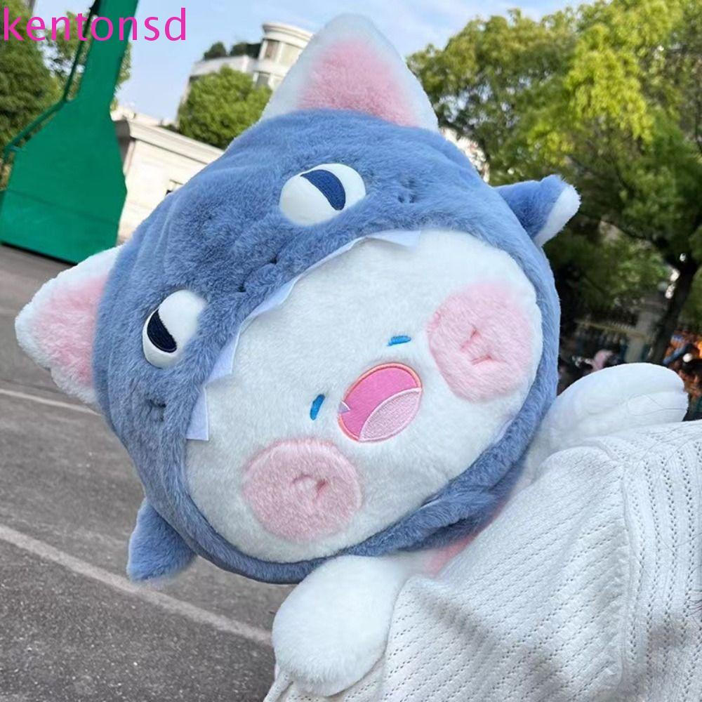 Almofada de pelúcia em forma de gato-tubarão da marca Kentons, um brinquedo macio e adorável 0ZNV
