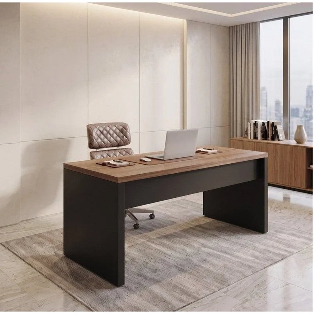 Mesa para Escritório Diretor 150cm Marrom e Preto Yescasa 150