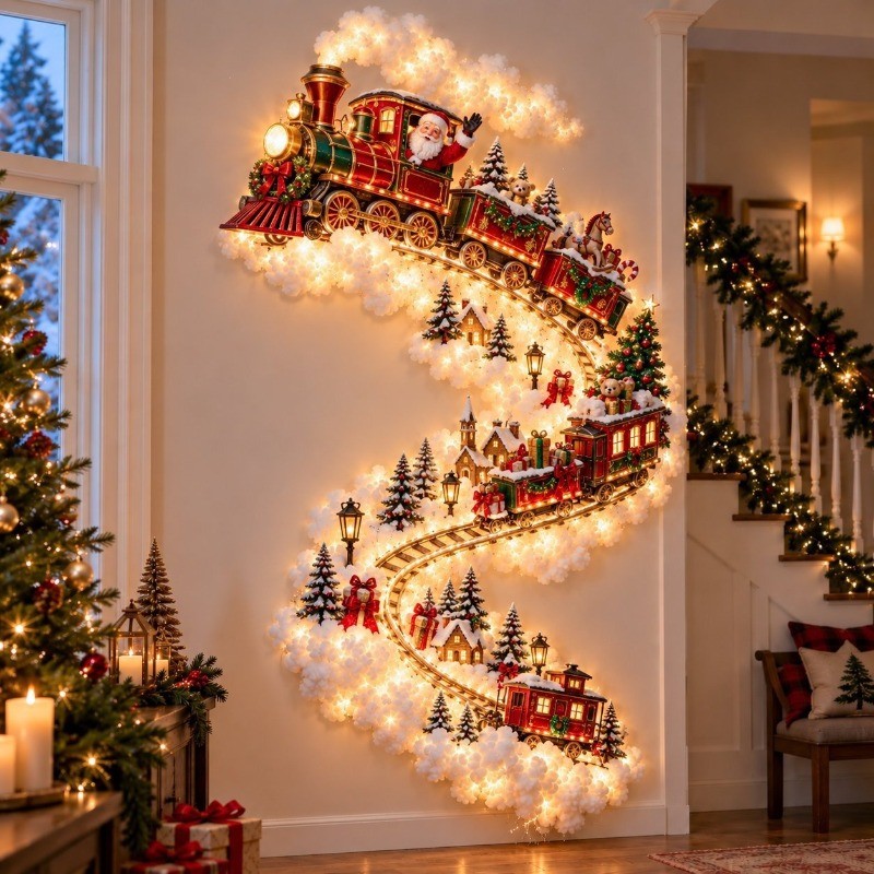 Natal Trilha Mágica Luz De Parede 2027 Quente Branco Brilho Em Cascata Pendurado Para Casa Férias Decoração De