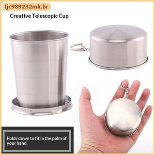 [MYBR] Copo Dobrável Compacto De Aço Inoxidável Caneca Portátil Com Chaveiro Para Bapaing Aventuras Ao Ar Livre [WELL]