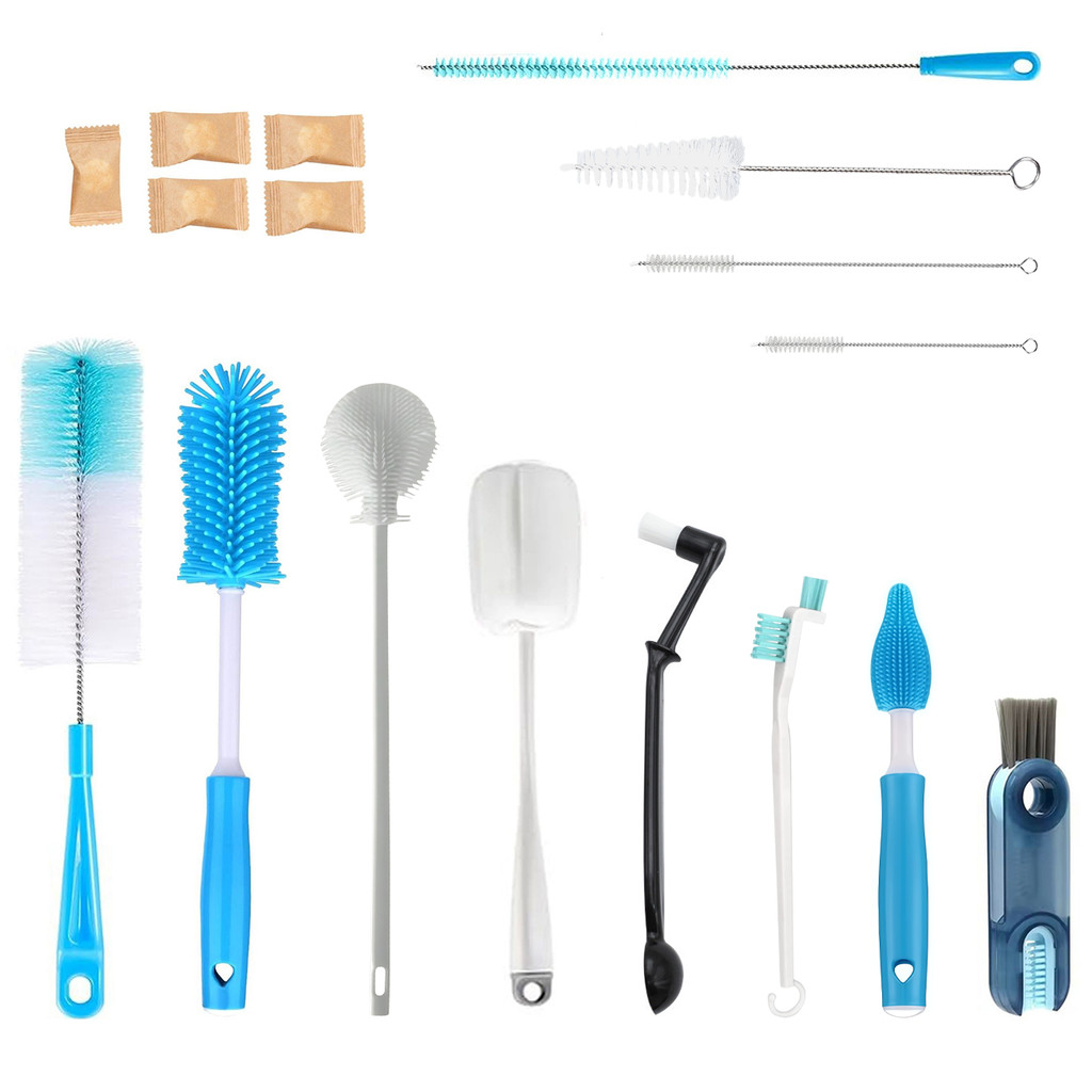 Kit Escovas Limpeza Garrafa Mamadeira Copo Termico Canudo 16