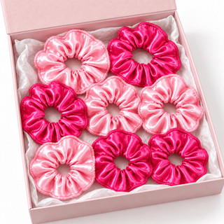Kit 10/30/50 Scrunchie Cetim Xuxinha Rabicó Anti Frizz Cabelo Brindes Mimo Cliente Lembrancinha Atacado