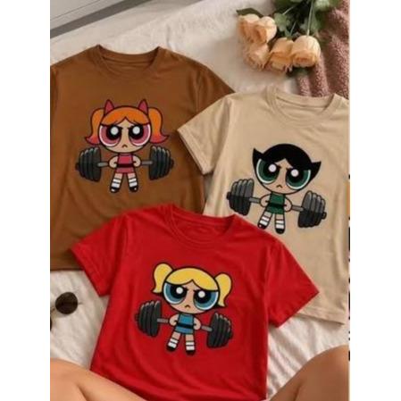 Camiseta Feminina Super Poderosas Florzinha Treino Academia