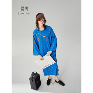 Yue interior camisola senhoras pijamas primavera outono puro algodão manga comprida solta Casual tamanho grande bolinhas