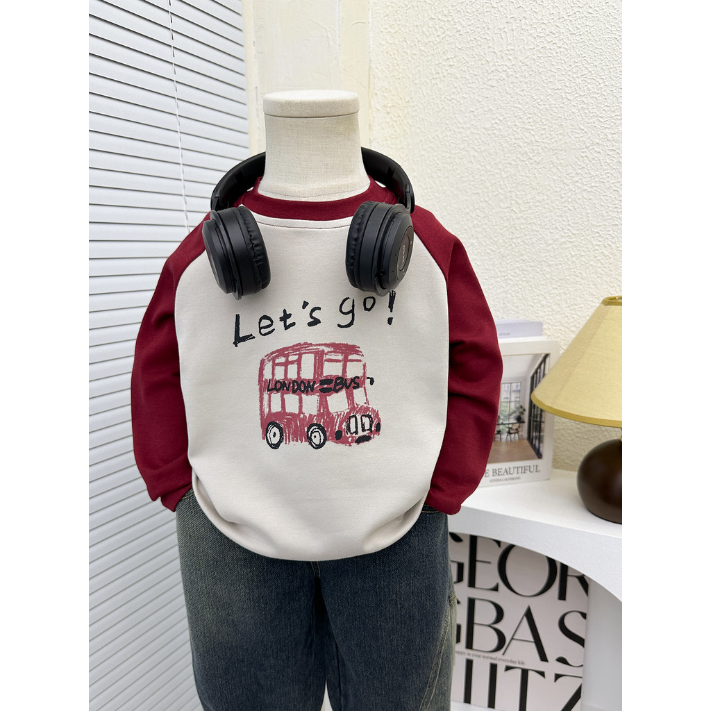 Crianças camiseta de manga comprida 2025 novo estilo primavera outono meninos mangas Raglan dos desenhos animados em tor