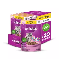 Kit 20un Ração Úmida Whiskas Sachê Frango Gato Filhote - 85g