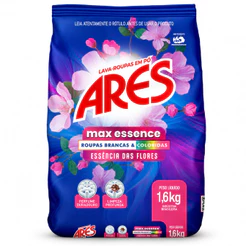 Lava Roupas Em Pó Ares Max Essence Flores 1,6kg Roupas Brancas e Coloridas