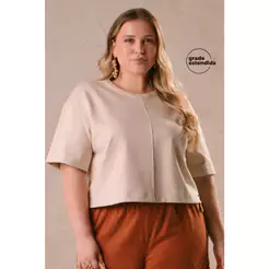Blusa Feminina Com Recorte Frontal Marialícia Bege