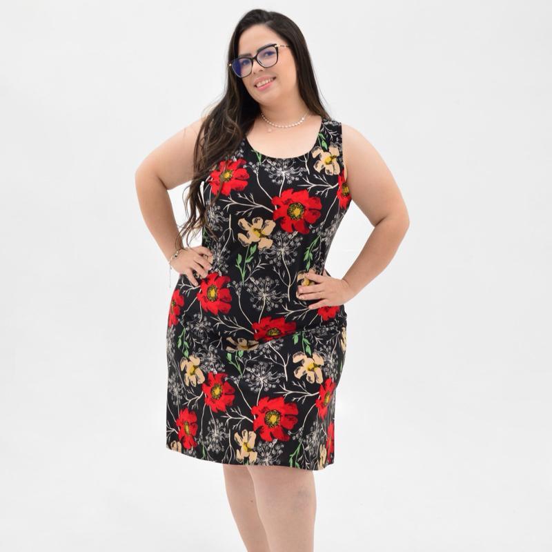Vestido de liganete modelo regata feminino tamanho  P AO G3, Estampado , plus size estampa variada