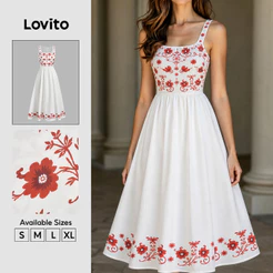 Lovito Vestido Elegante com Padrão para Mulheres primavera/verão DRB38BR017