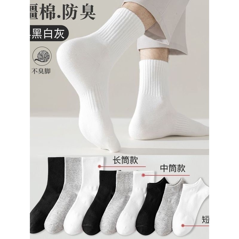 [Xinjiang Algodão] Quatro Estações Meias Homens Mulheres Curto Médio Longo Tubo Cor Sólida Meias de Algodão Absorvente d