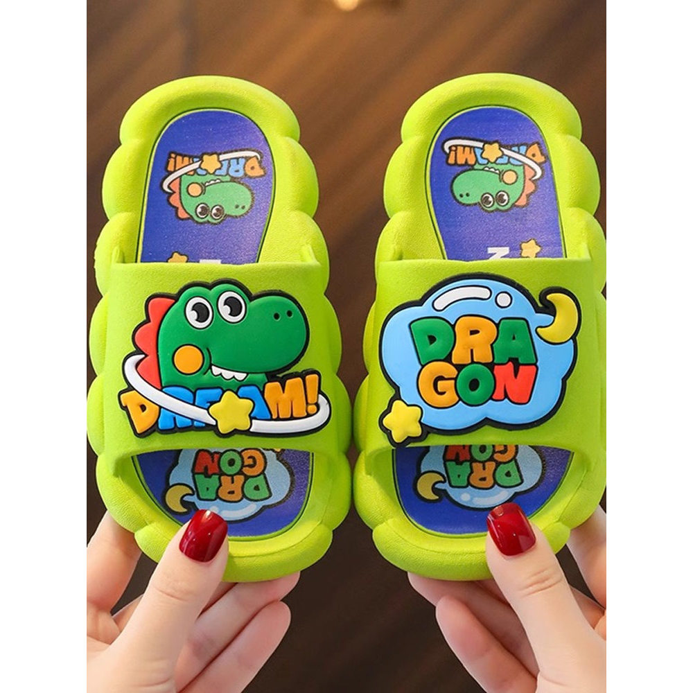 Crianças chinelos meninos primavera verão feminino bonito dos desenhos animados dinossauro meninos casa interior fundo m