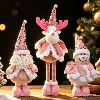 Novo boneco de boneco de neve retrátil, para uso em ambientes públicos, ideal para idosos, com lantejoulas cor-de-rosa, 