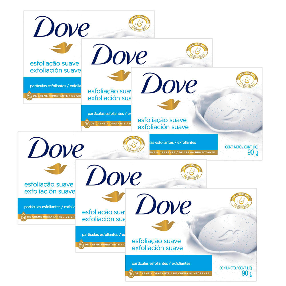 Kit Sabonete Em Barra Dove Esfoliação Suave 90g - 6 Unidades