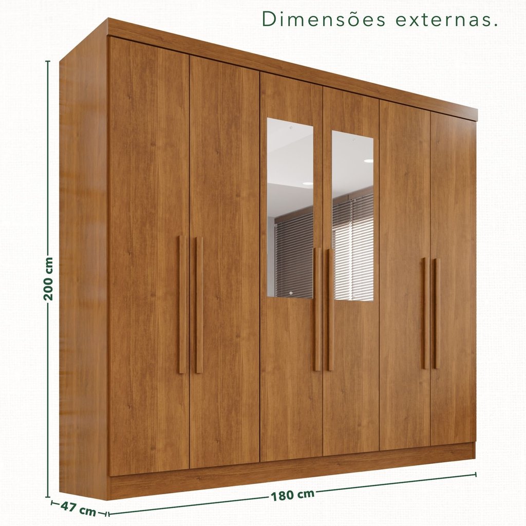 Guarda-Roupa Casal com Espelho 6 Portas 2 Gavetas França Cinamomo Cinamomo · foto 2