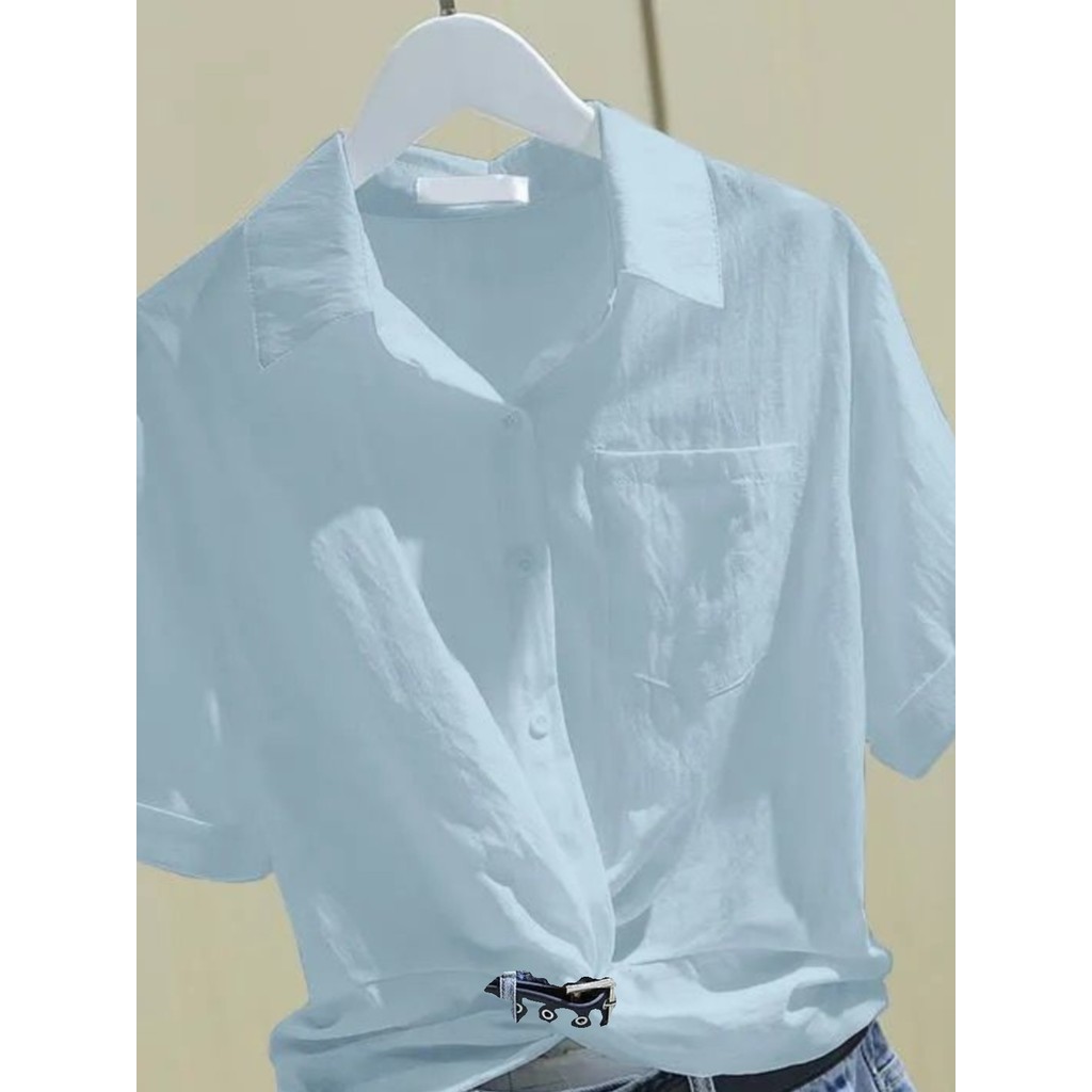 Camisa de manga curta feminina de verão novo estilo versão coreana solto atado Design camisa branca All-Match camisa sim