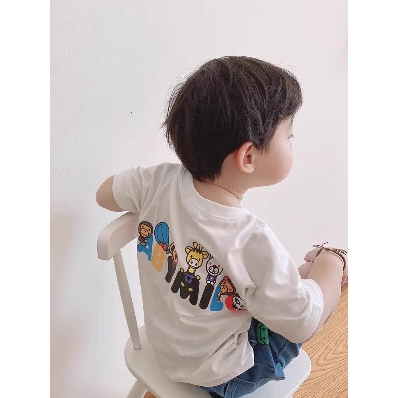 Crianças crianças camiseta de manga curta puro algodão 2025 verão meninos roupas infantis fino bonito impresso médio peq