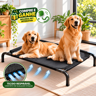 Cama Suspensa para Cachorro Alumínio Reforçado 90x60/102x69cm + Bola Elétrica Grátis