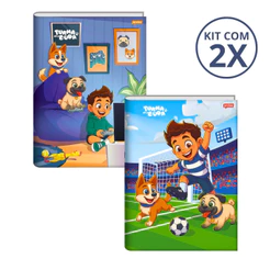 Kit Com 02 Cadernos Brochura 80 Folhas Turma do Duda - Jandaia Capa:Videogame/Futbol