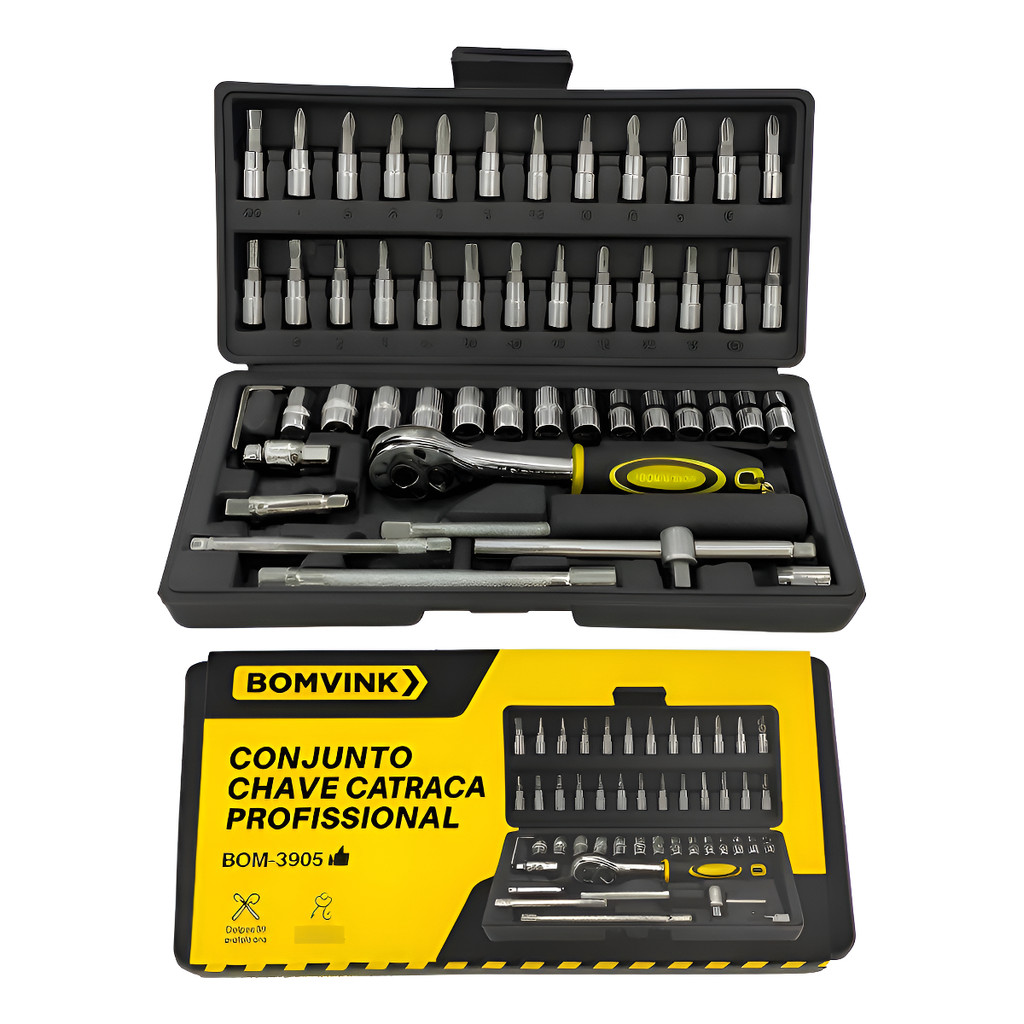 Kit 46 Pçs Chave Catraca 1/4 Chave Phillips Torx Hex Soquete